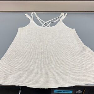Women’s Cream Ribbed Strappy Tank Top